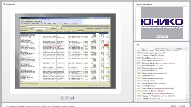 Использование системы электронных торгов ЮниСэт смотреть онлайн