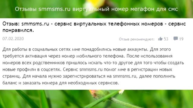 Отзывы smmsms.ru виртуальный номер мегафон для смс смотреть онлайн