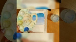 НЕБО. Как нарисовать осенний пейзаж гуашью для начинающих - 1 часть. With paint Рисуем вместе