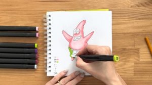 Как нарисовать "Патрика" карандашом и скетч маркерами | Рисунок для детей поэтапно и легко