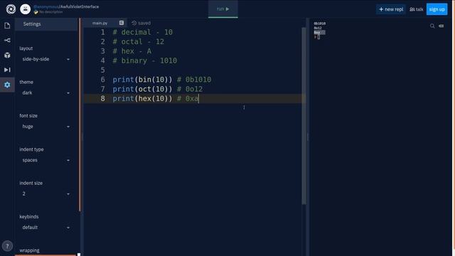 системы счисления в python