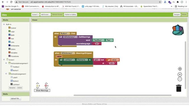 How To Create Dictionary App in MIT App Inventor 2 | Google Dictionary