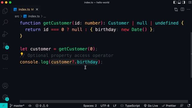The Ultimate TypeScript Course，Advanced Types:  Optional Chaining