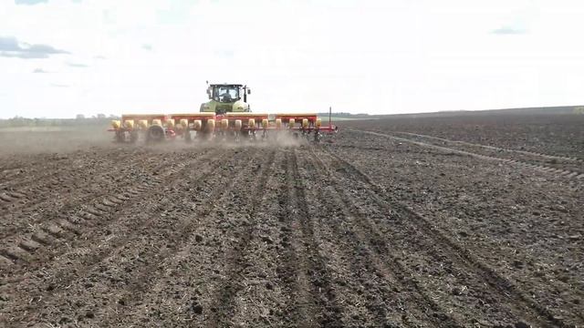 Claas Axion 940 с сеялкой MaterMacc сев подсолнечника 2020