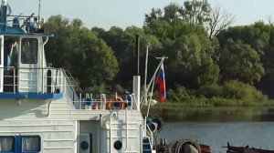 Буксир толкач Подольск с баржой 7395 на реке Оке в районе Щурова 24 05 2014г