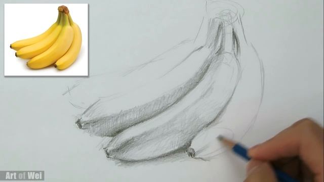 How to Draw a Bunch of Bananas with Pencil the Easy Way