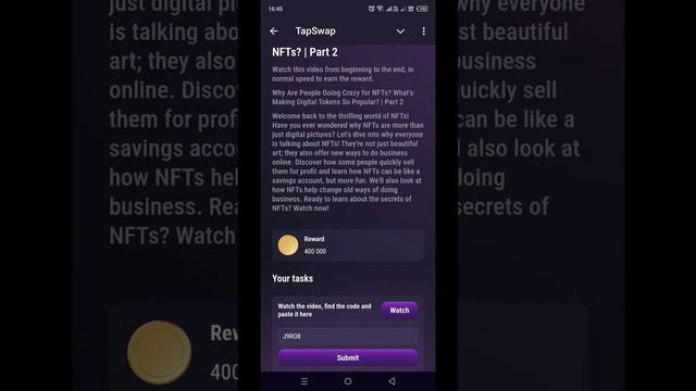 TapSwap код (Why Are People Going Crazy for NFTs Part 2) на 1.08.2024 #tapswap #tapswapcode #crypto