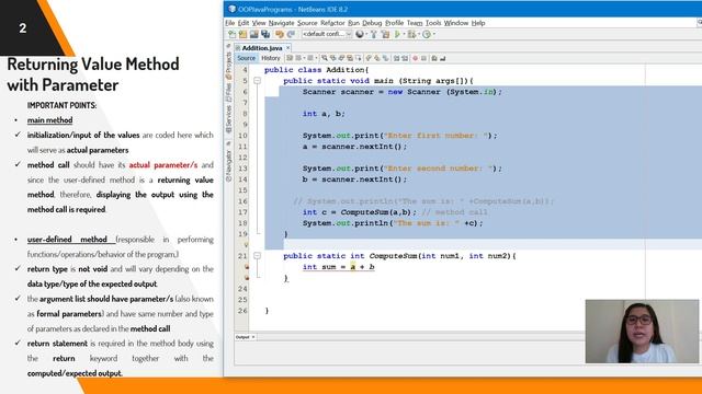 Returning Value Methods in Java | OOP | Defining Methods | NetBeans | Filipino-English Discussion