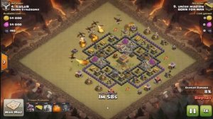 3 level 5 lightning spell and 1 earthquake spell destroying 2 level 6 air defense in coc