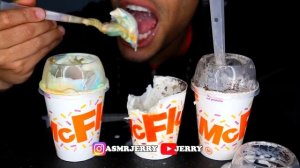 ASMR EDIBLE MCDONALD'S MCFLURRY CUP OREO M&M ICE CREAM EATING SHOW MOUTH SOUNDS NO TALKING
