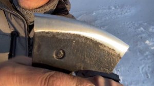 Испытание кованого топора от "Сибирского Булата"и стойкости режущей кромки при рубке рога марала.