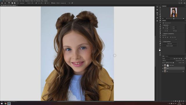 Как убрать торчащие волосы в Photoshop.