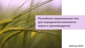 Вебинар ЭКАН №13: Российская национальная сеть для определения влажности зерна и зернопродуктов