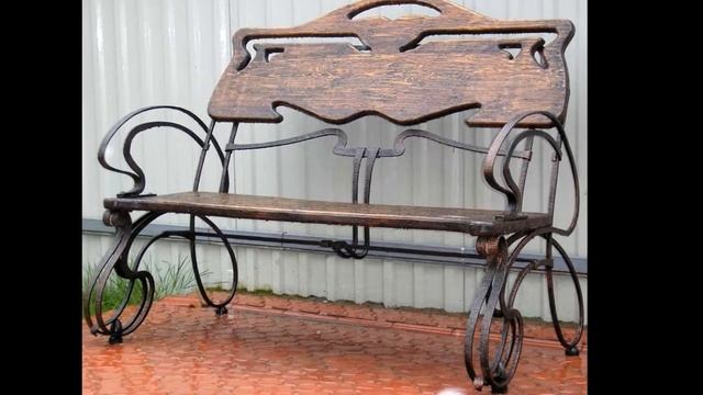 Кованая скамейка с деревом , деревянная скамейка с коваными боковинами смотреть онлайн
