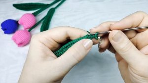 Тюльпан связаный крючком/Мастер-класс/Crochet Tulip/Master Class/English Pattern in Description