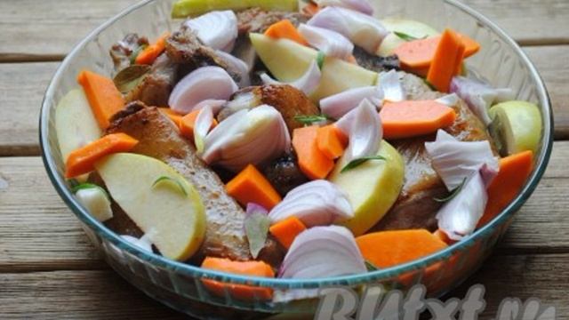 Рецепт гуся кусочками в духовке
