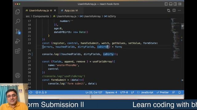 react hook form tutorial in hindi ||  how to disable form submission in react hook form in hindi #4