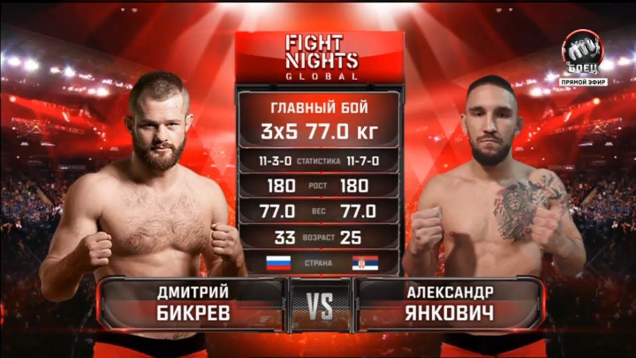 Fight Nights. Дмитрий Бикрев победил техническим нокаутом Александра Янковича