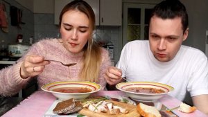 МУКБАНГ ? Зелёный БОРЩ с щавелем ? Салом и Чесноком СКВЕРНЫЙ ХАРАКТЕР асмр еда итинг @kushat_prosto