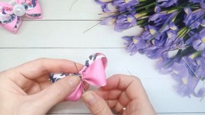 Красивые бантики из остатков лент с рисунком. За 5 минут!!!