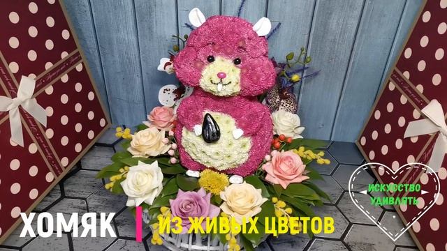 ?Игрушки из цветов - Хомяк. Цветочная композиция из живых цветов в виде хомяка. Идея подарка DIY смотреть онлайн