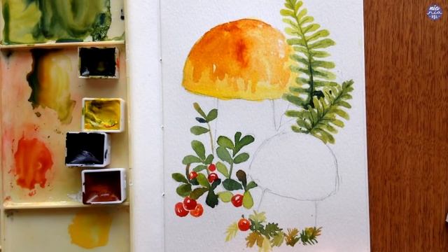 Fall Woodland Mushrooms: Watercolor Tutorial смотреть онлайн