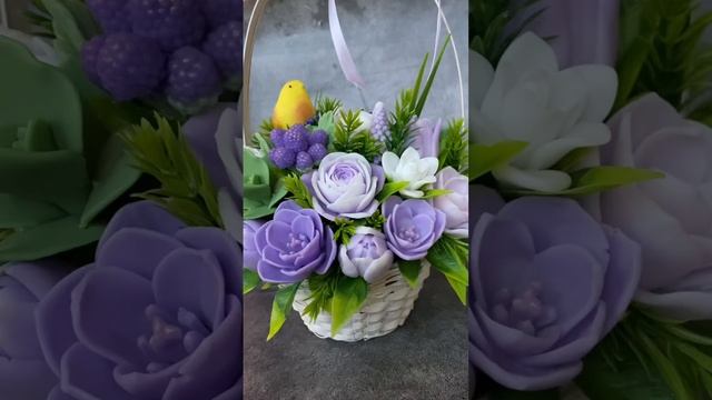 Весенний букет из мыла. Розы, тюльпаны, фрезии. смотреть онлайн