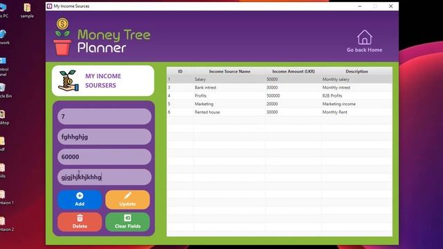 Money Tree Planner | 2nd Year University RAD Mini Project using Java FX