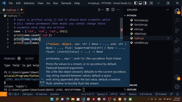 PYTHON - Tuple