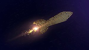 Анимированный  фон:  Золотая ракета