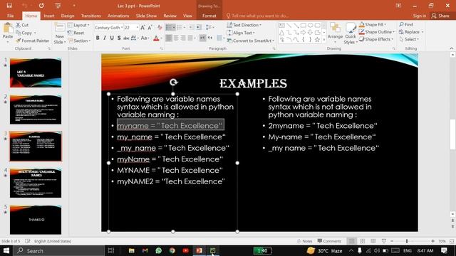 How to use Variable Naming Rules  #python | #variablesinpython | #techexcellence #pythonforbeginner