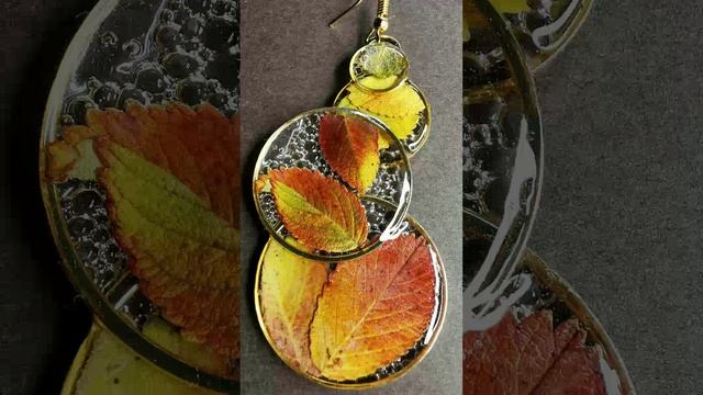 Украшения из осенних листьев / Серьги из УФ-смолы и листьев шиповника