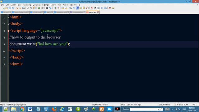 Javascript tutorial course in telugu -6- how to output to the browser смотреть онлайн