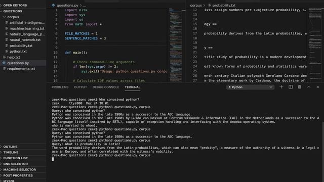 "Questions, Write an AI to answer questions" artificial intelligence with python | Harvard course смотреть онлайн