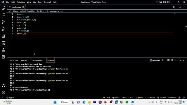 Python Power Function | pow()| Python for absolute Beginners