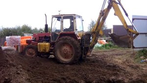 Трактор ЮМЗ планировка участка