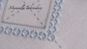 Double cable stitch.Hardanger embroidery process.