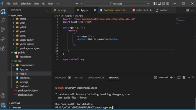 How to Install and Use Bootstrap 5 in React JS in Hindi #11 | react npm bootstrap 2023 use npm boot