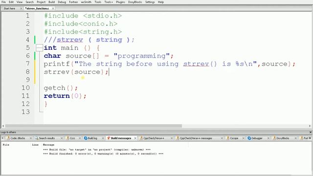 STRREV() Function in C Programming Language Tutorial | Reverse String in C Programming