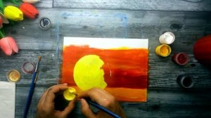 ЗАКАТ ГУАШЬЮ • Рассвет • Как нарисовать простой пейзаж