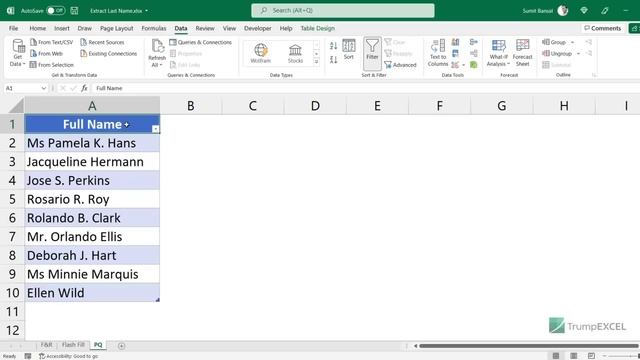 How to Extract Last Name in Excel (3 Easy Ways) | No Formula Used смотреть онлайн