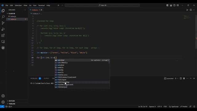 Class 08 part 2/5 Using Loops with Arrays in TypeScript