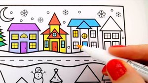 How to Draw a Cute Little Town for Christmas ?☃️ Christmas Drawing and Coloring Pages for Kids