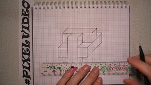 РИСУНКИ ПО КЛЕТОЧКАМ / 3D КРЕСТ ОБЪЕМНЫЙ РИСУНОК ПО КЛЕТОЧКАМ #pixelvideo