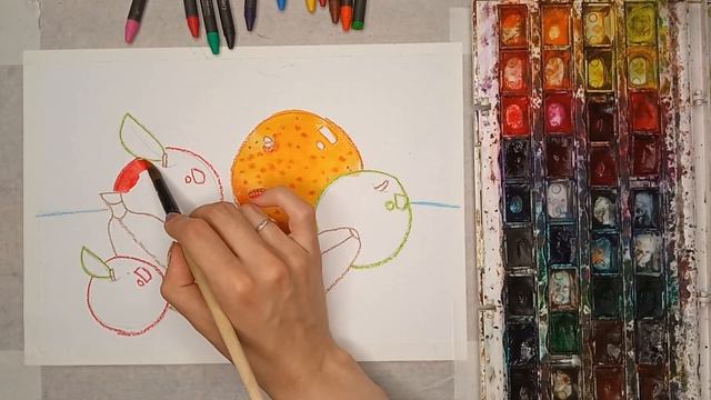 РИСУЕМ ФРУКТЫ АКВАРЕЛЬЮ / Как легко ребёнку нарисовать фрукты? / Акварель для детей смотреть онлайн
