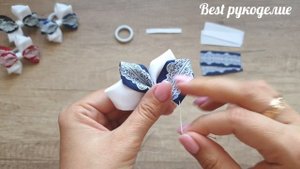 Маленькие бантики канзаши из репсовой ленты 2,5 см. laço de fitas