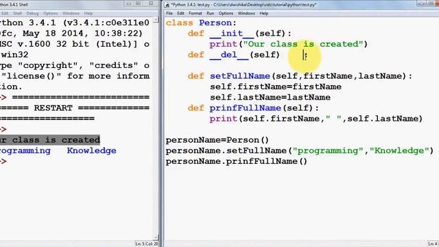 16. Class Constructors (__init__) and Destructor (__del__)
