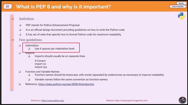 Python Interview Questions #20 - What is PEP8 (Python Enhancement Proposals) In Python?