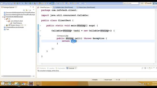 Future and Callable Concurrency example in java смотреть онлайн