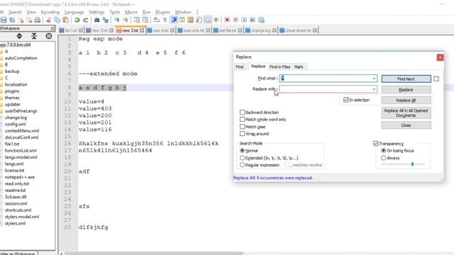 Notepad++ | Advance search and replace | extended mode | regular exp mode | ease your workload